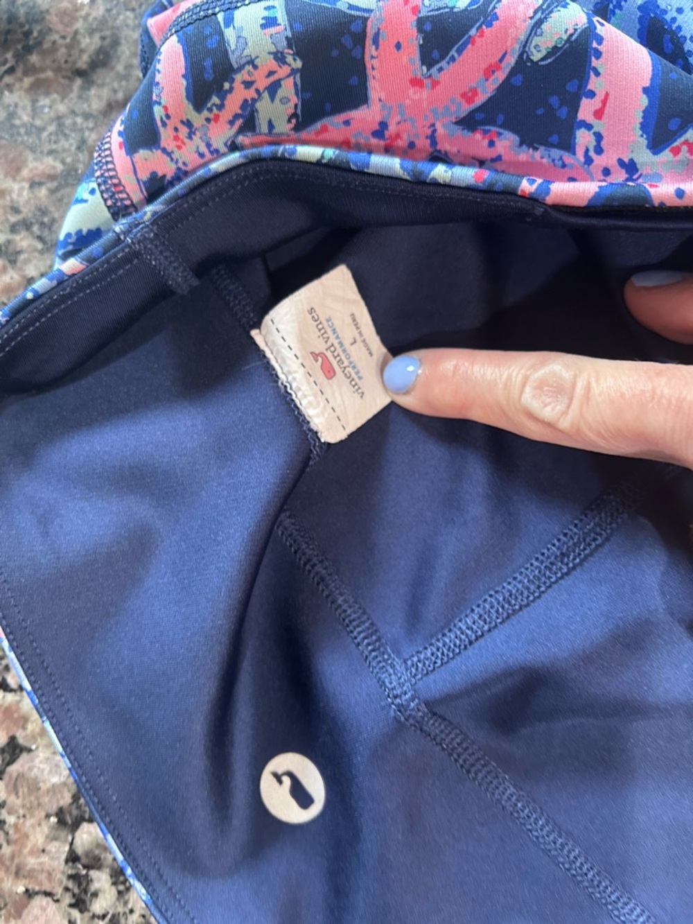 Vineyard Vines Blue & Coral Printed Workout Leggings